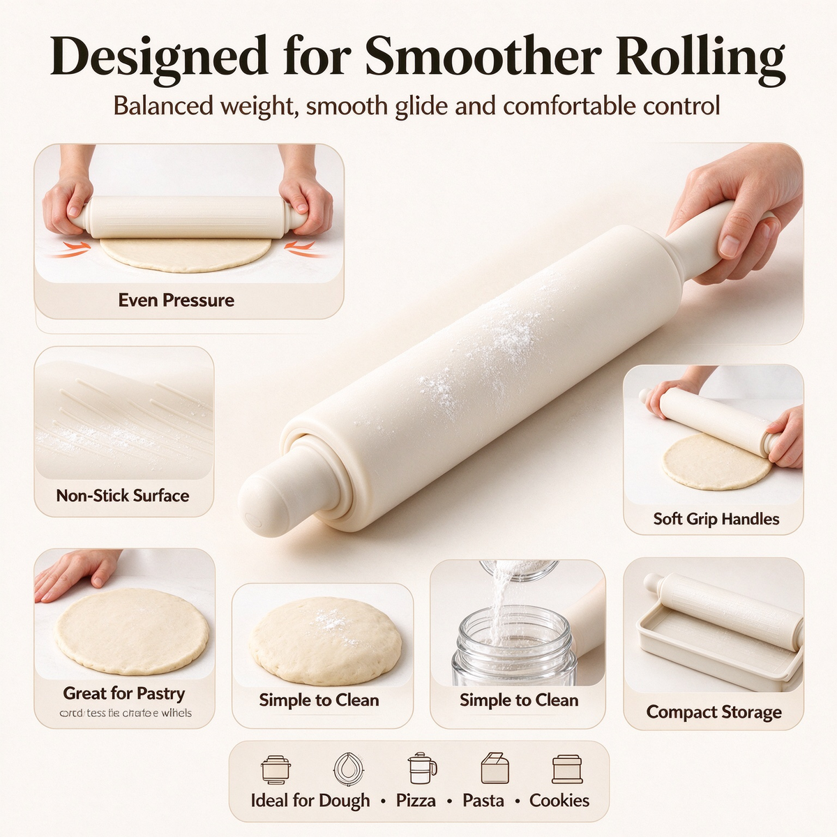 Premium Wooden Rolling Pin for Homemade Baking
