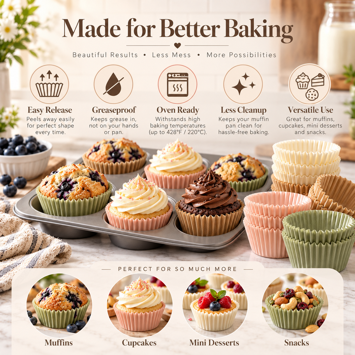Reusable Muffin Cup Baking Mold Set