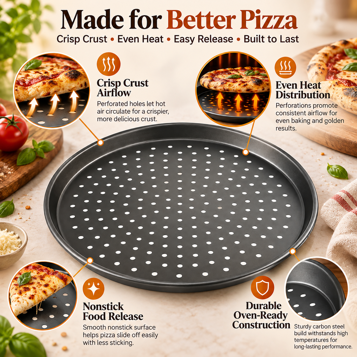 Premium Non Stick Pizza Pan
